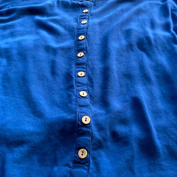 MINE =COBOLT BLUE button down tie front short sleeve shirt Oversized size small - Picture 9 of 10